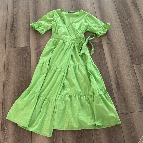 IN THE STYLE X JAC JOSSA POPLIN TIERED MIDI DRESS green - Picture 3 of 4